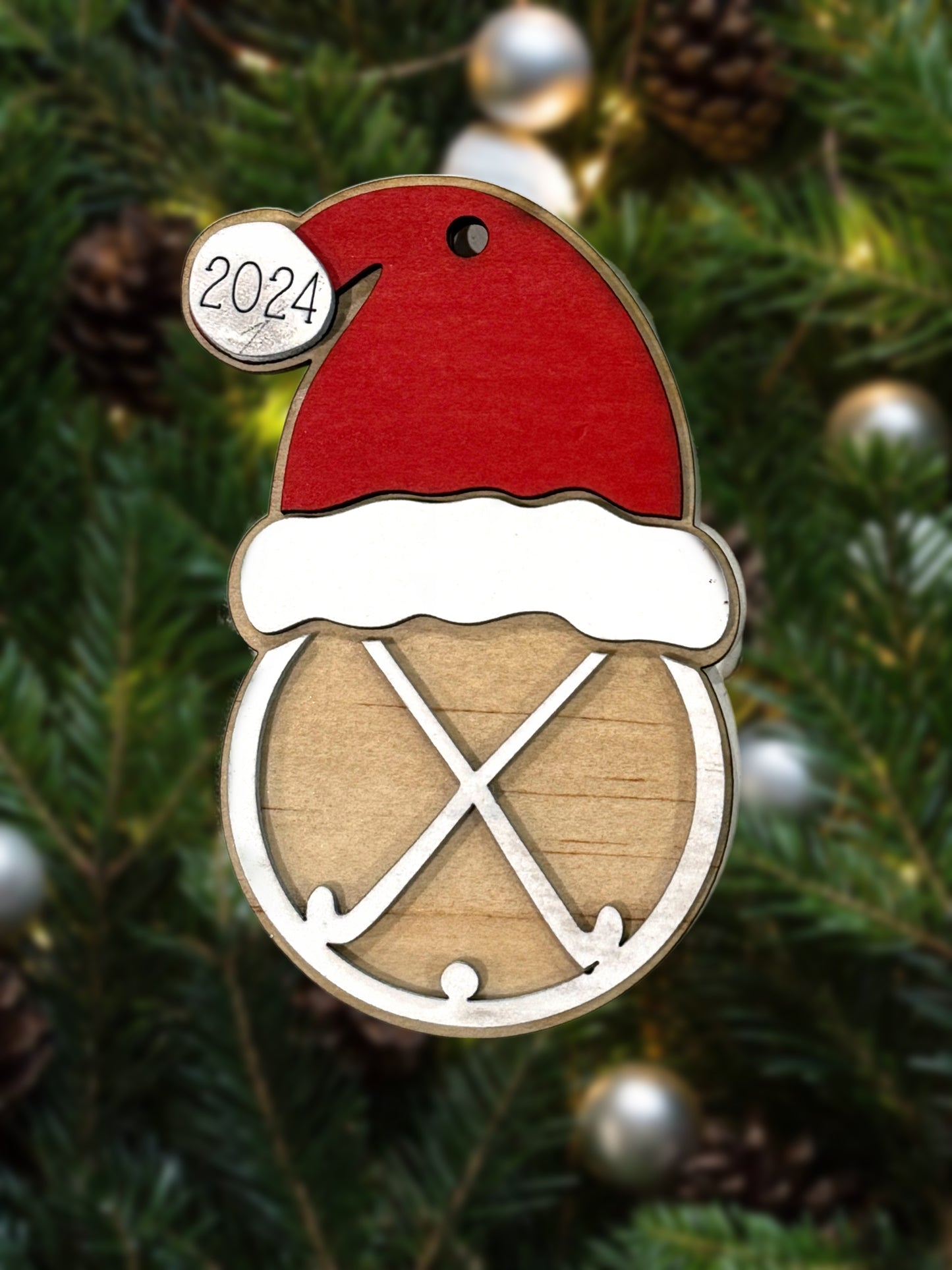 Personalized Sports Ornament with Santa Hat