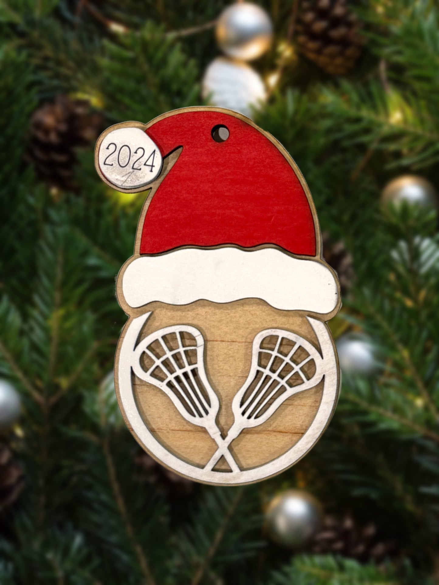 Personalized Sports Ornament with Santa Hat