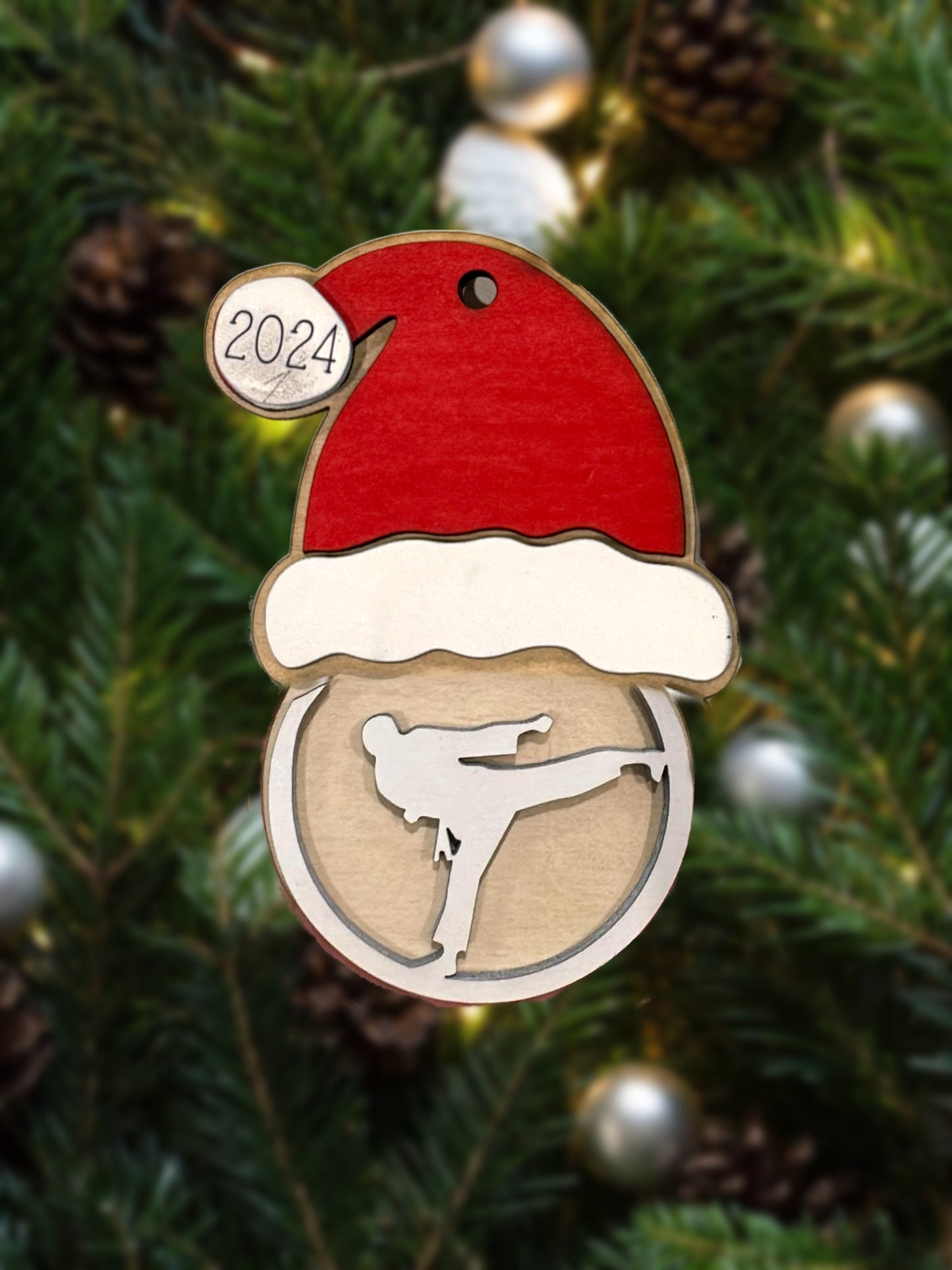 Personalized Sports Ornament with Santa Hat