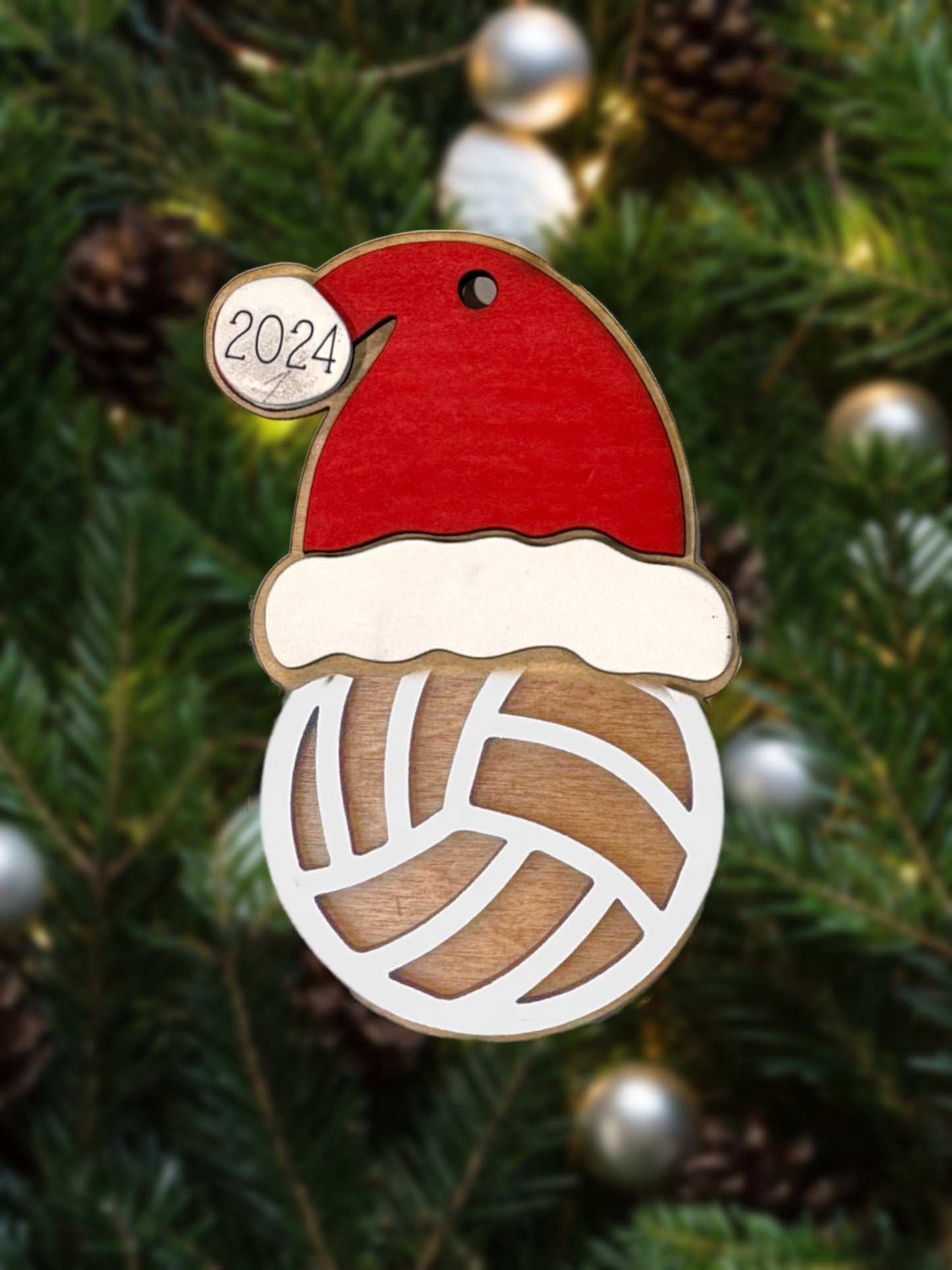 Personalized Sports Ornament with Santa Hat