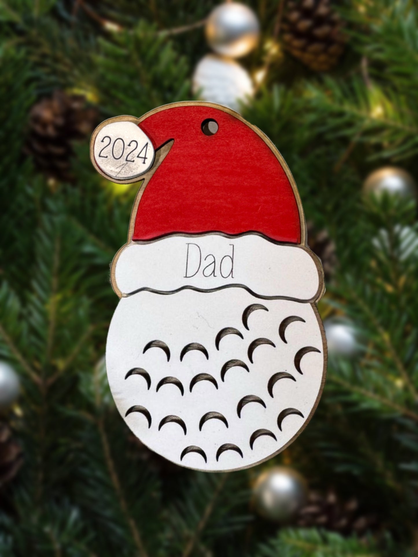 Personalized Sports Ornament with Santa Hat