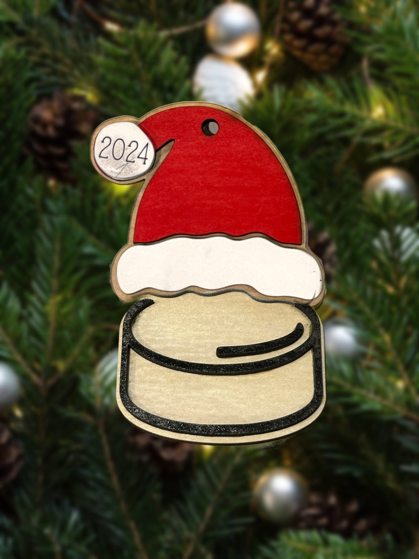 Personalized Sports Ornament with Santa Hat
