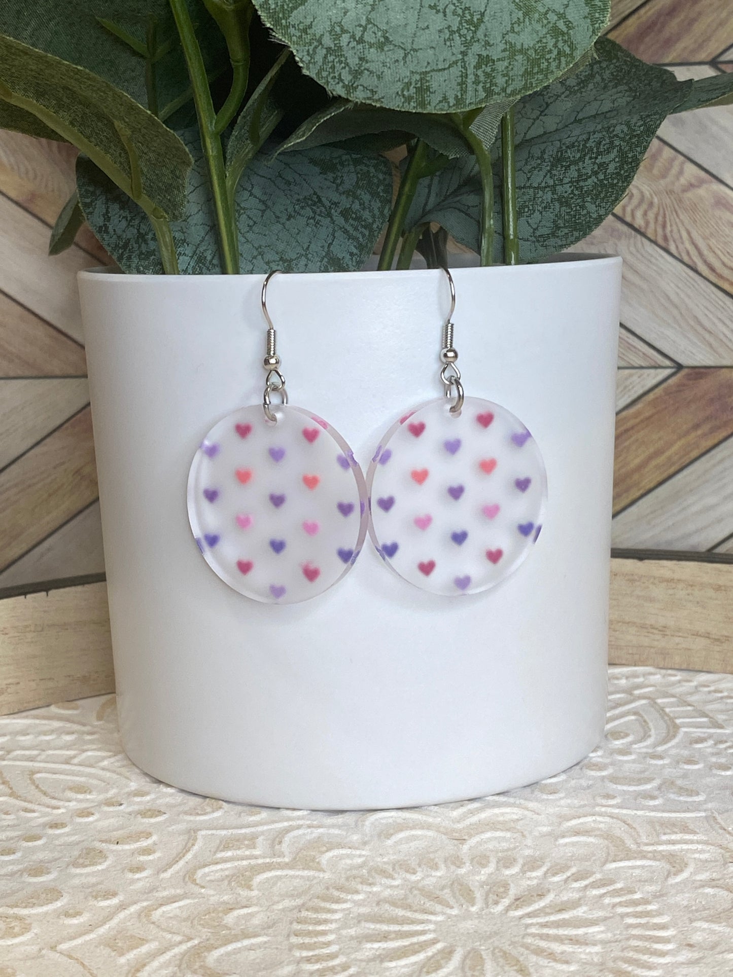 Frosted Ombré Hearts Earrings