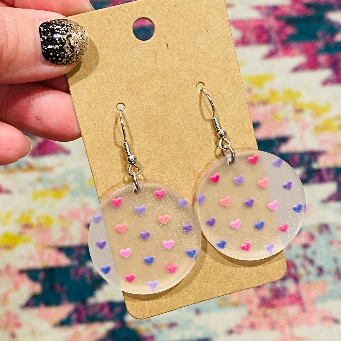 Frosted Ombré Hearts Earrings