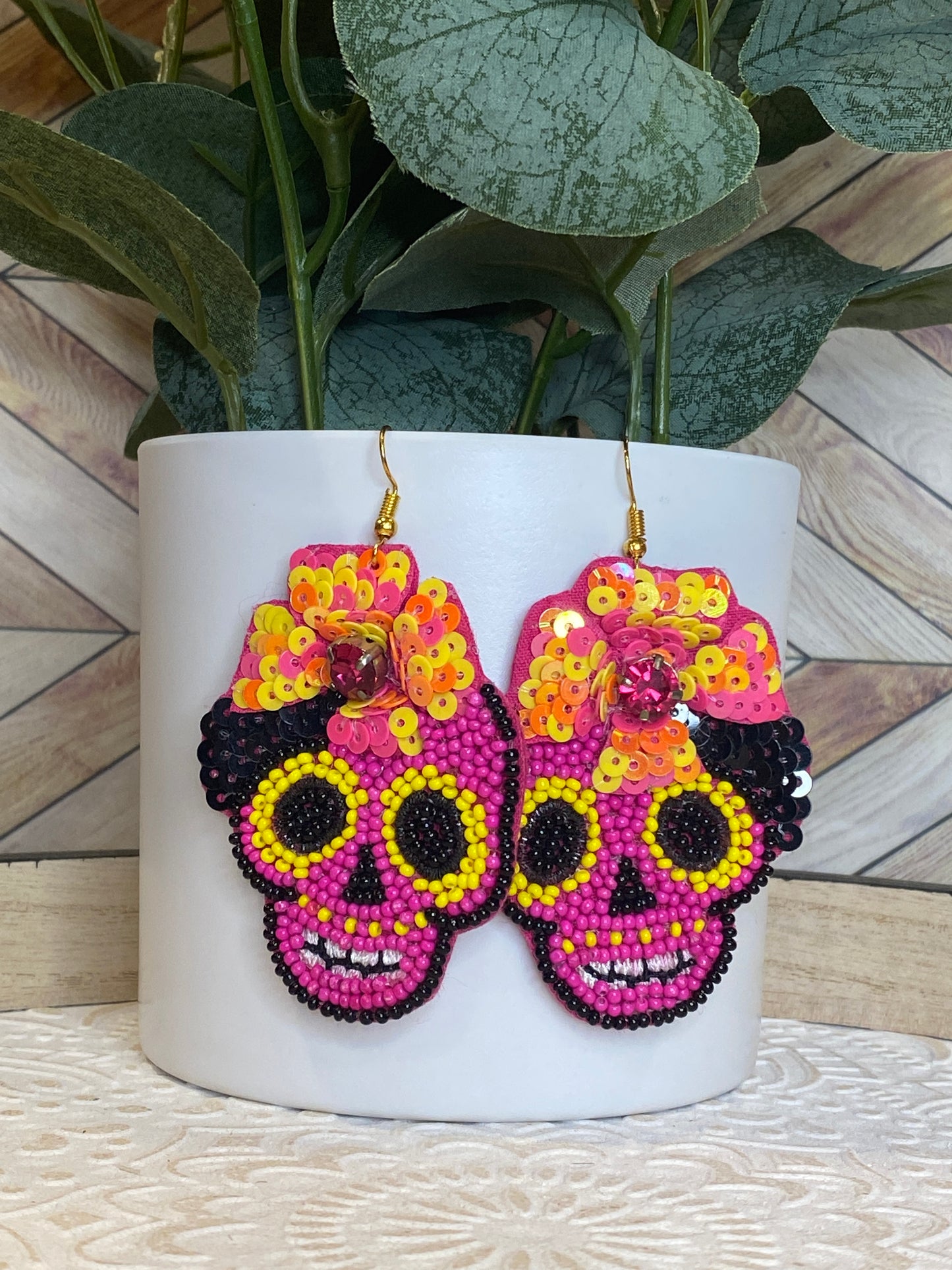 Beaded Sugar Skull Earrings