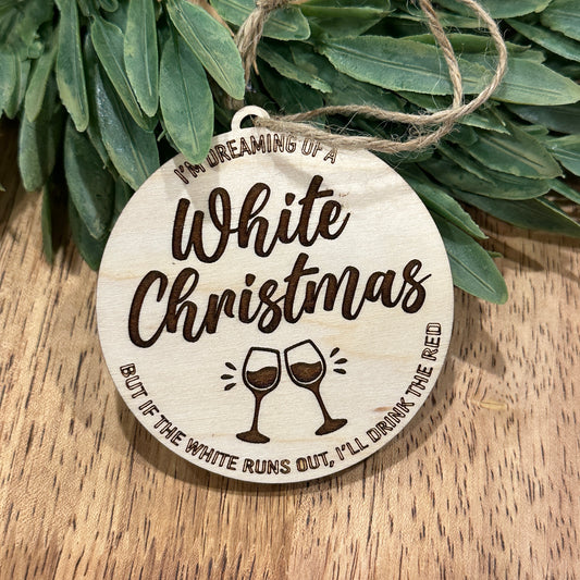 Wine White Christmas Ornament