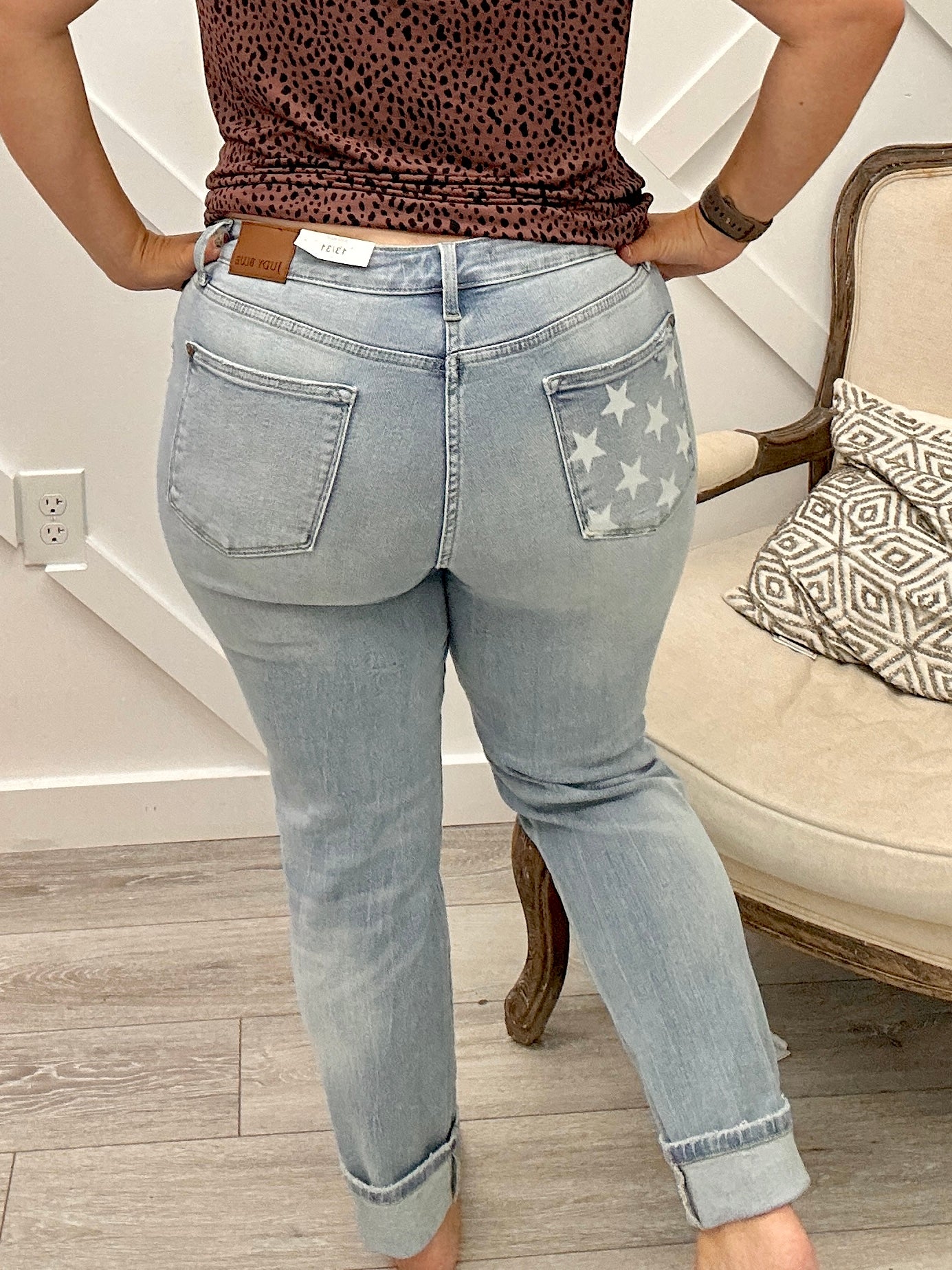 Sam Mid Rise Star Pocket Boyfriend Jeans