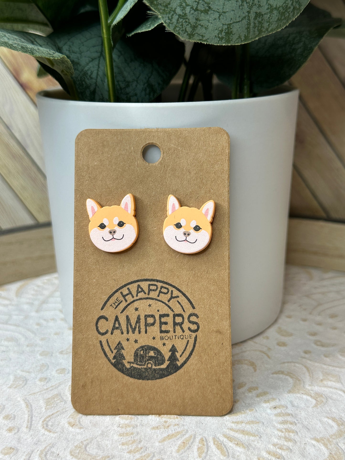 Clay Dog Stud Earrings