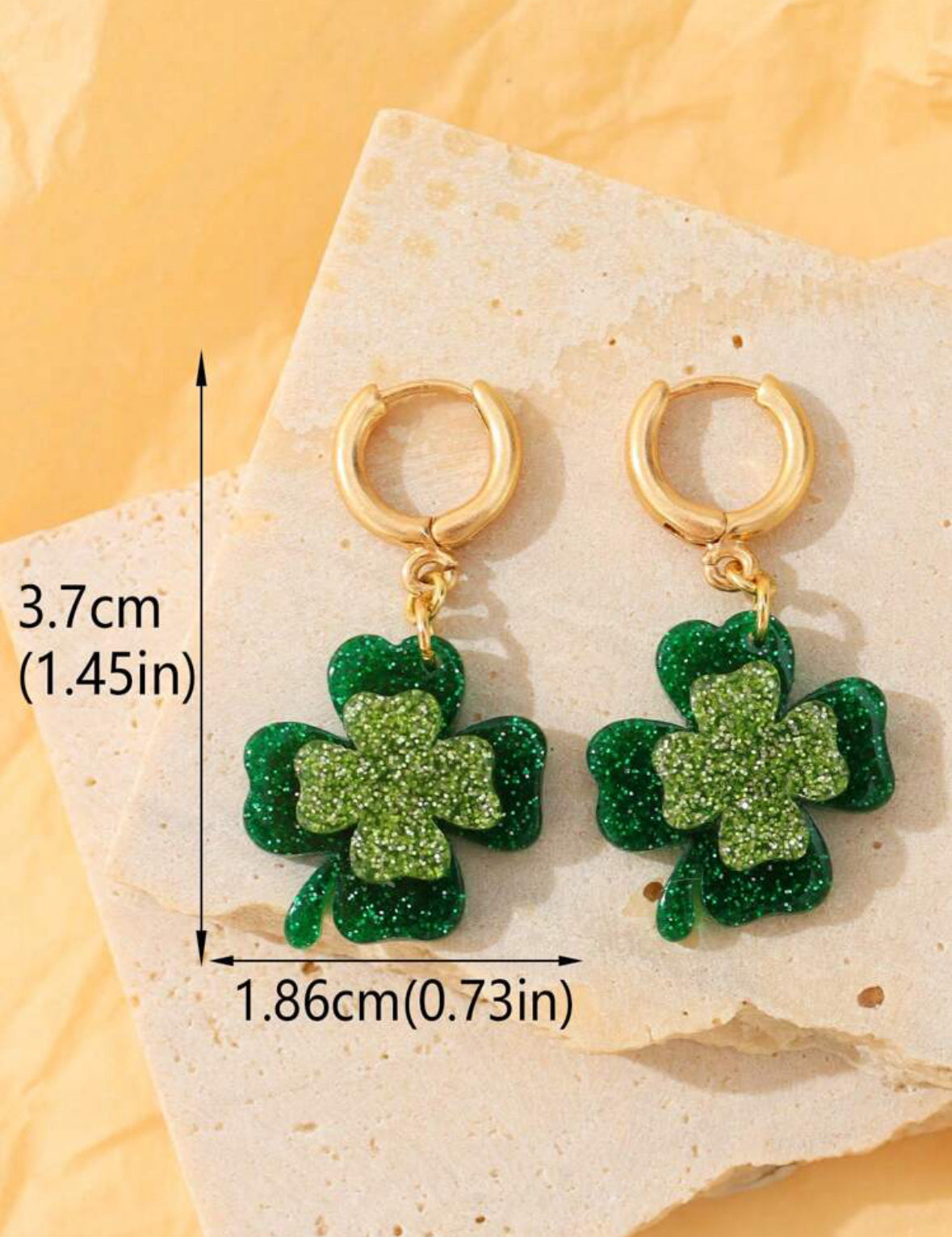 Glitter Shamrock Huggie Earrings