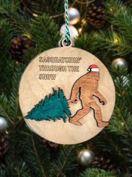 Sasquatchin’ through the Snow Ornament