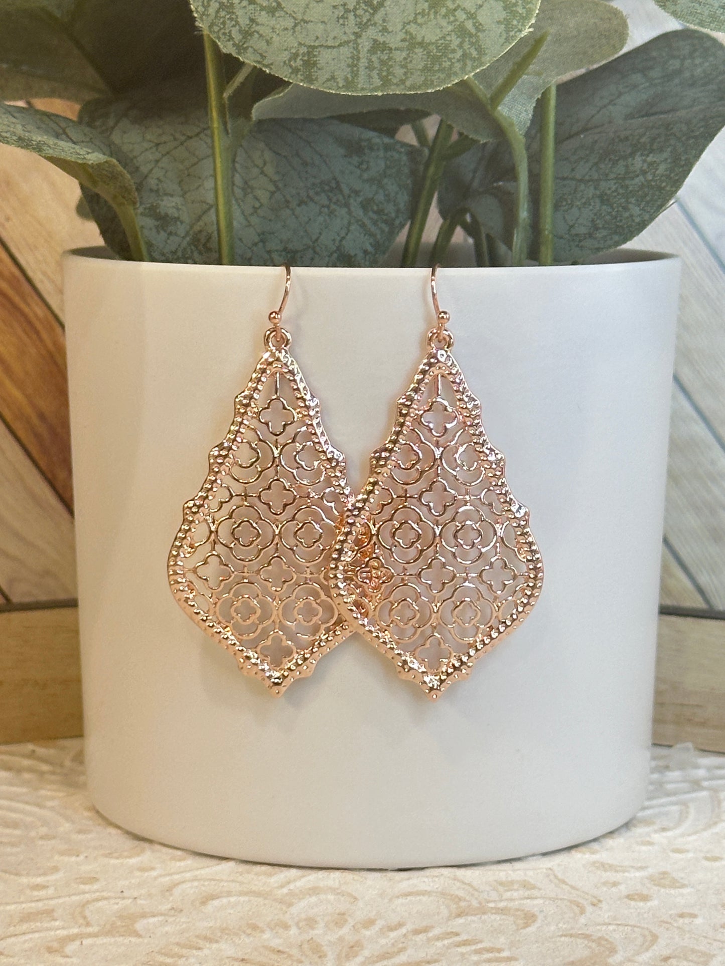 Rose Gold Filagree Earrings