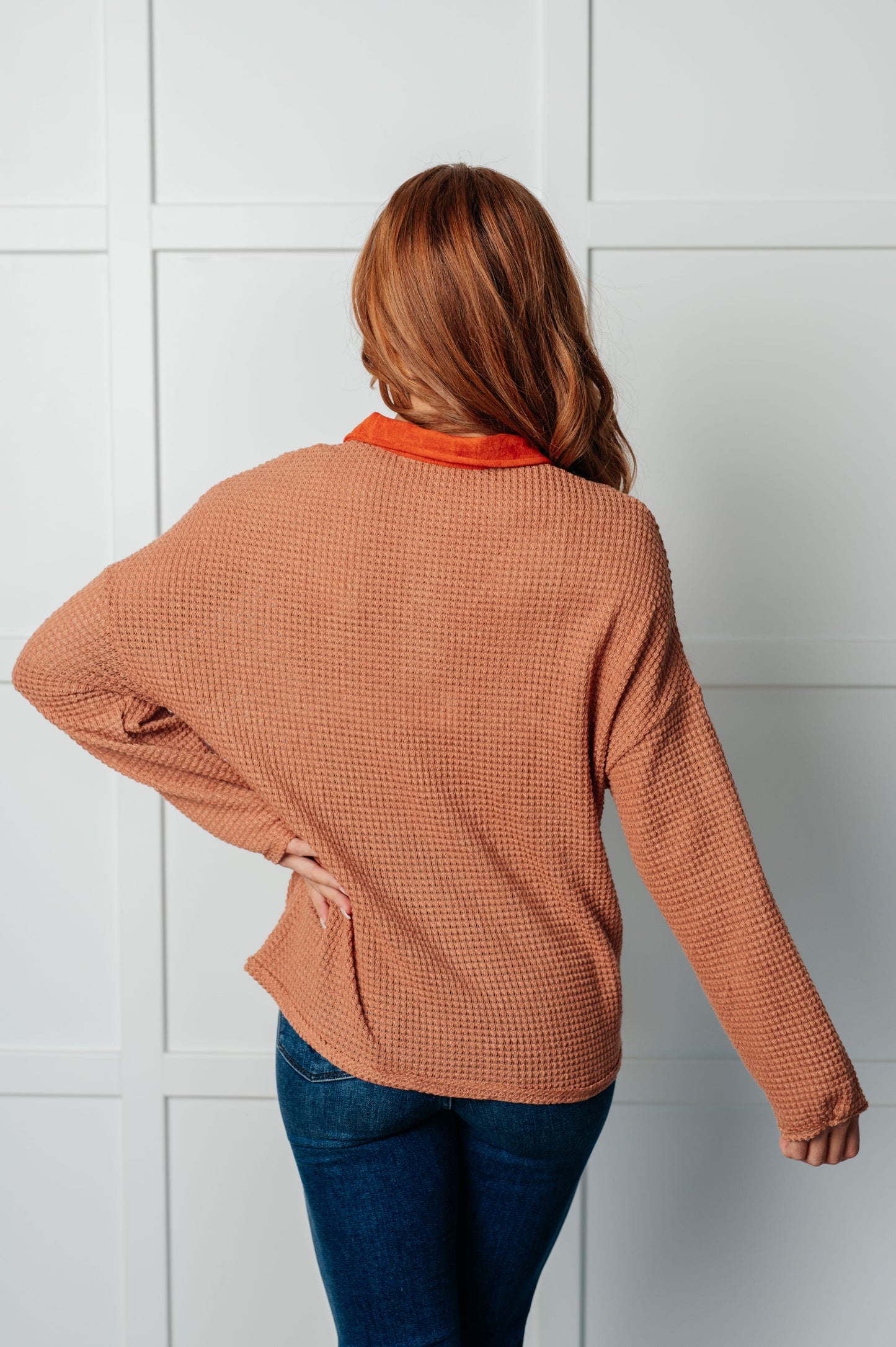 Can't Imagine Why Waffle Knit Contrast Trim Top