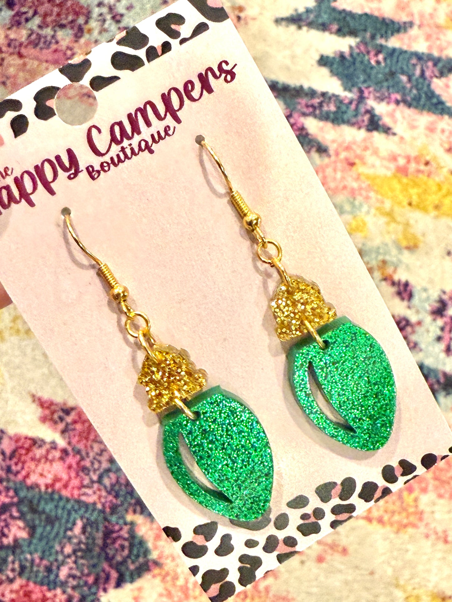 Glitter Christmas Light Earrings