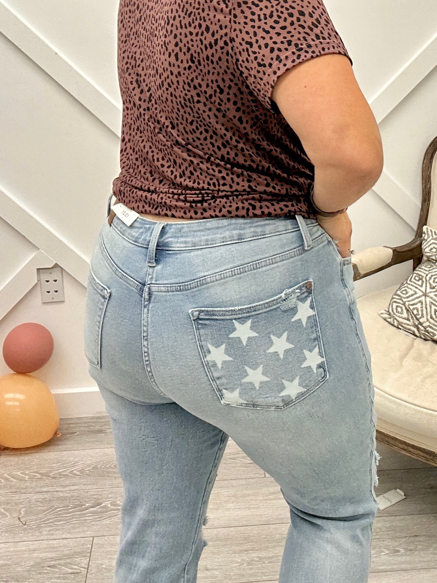 Sam Mid Rise Star Pocket Boyfriend Jeans