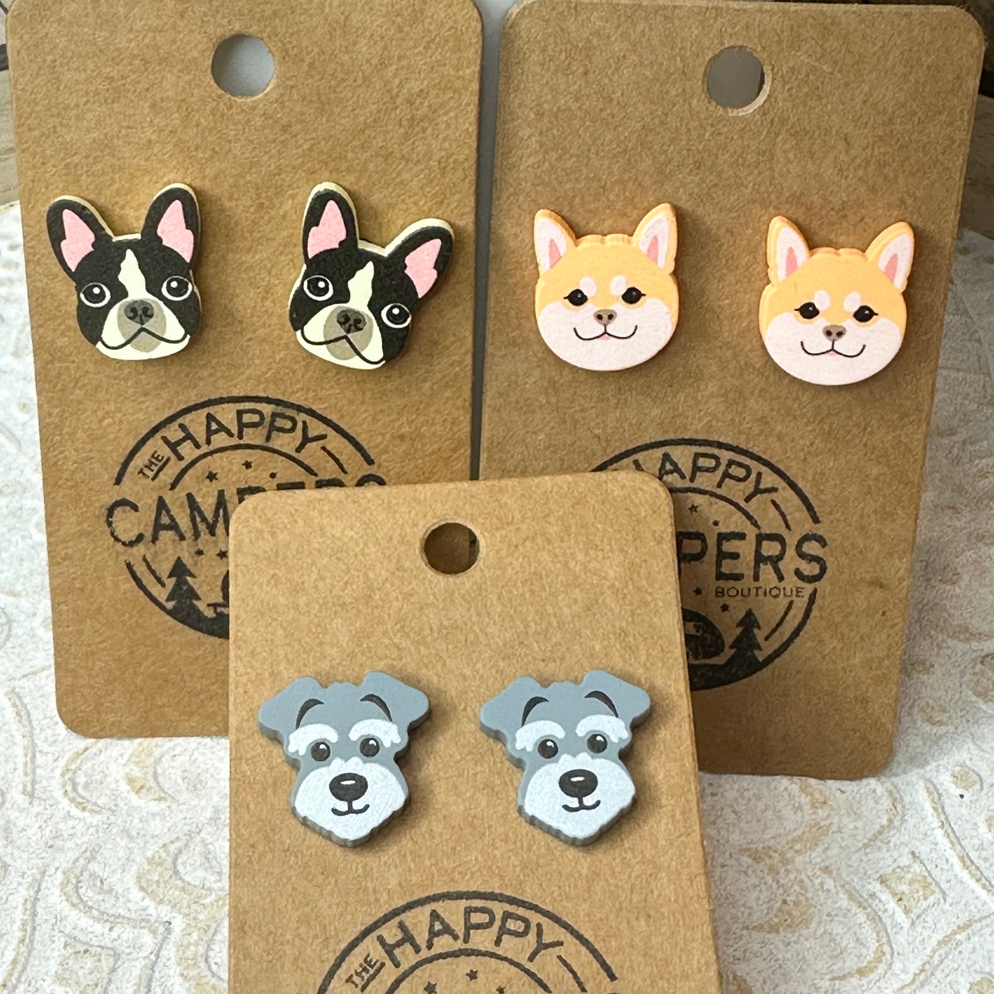 Clay Dog Stud Earrings