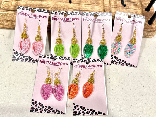 Glitter Christmas Light Earrings