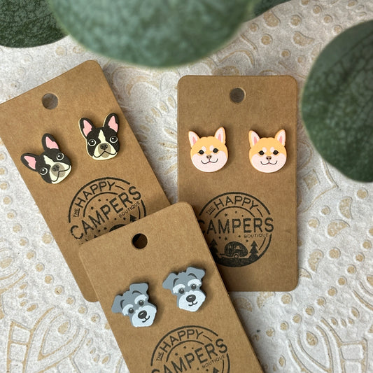 Clay Dog Stud Earrings