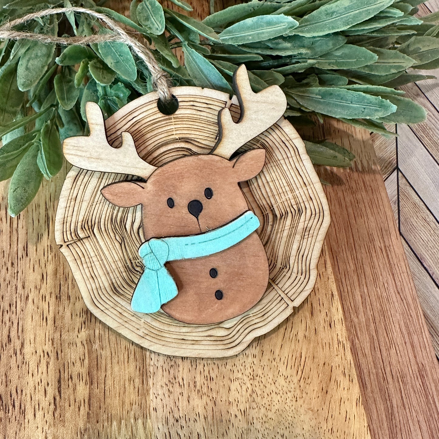 Reindeer Wood Slice Ornament