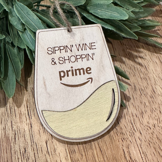 Sippin’ Wine & Shopping Prime Ornament