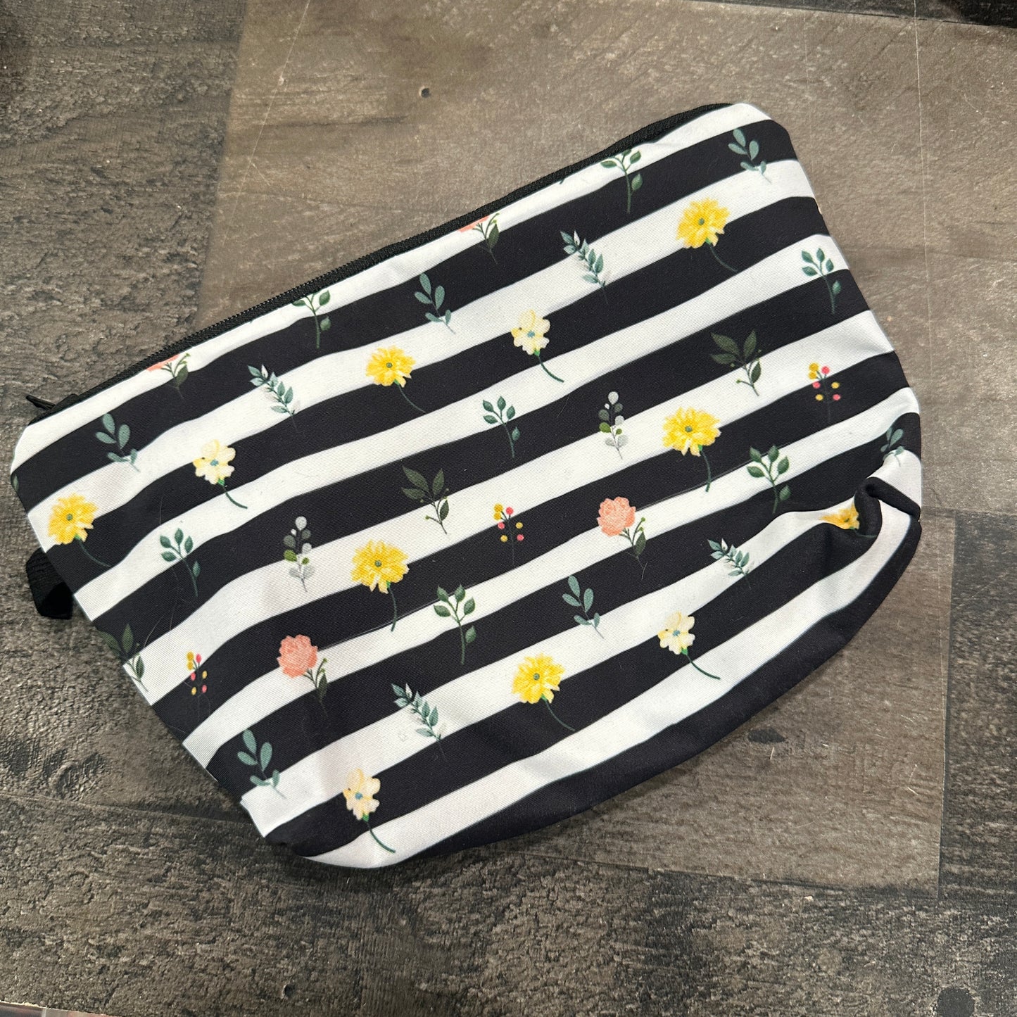 Striped Floral Pouch