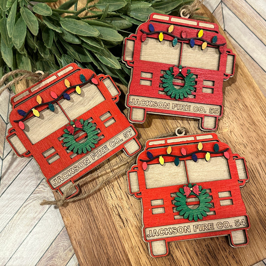 Personalized Christmas Fire Truck Ornament