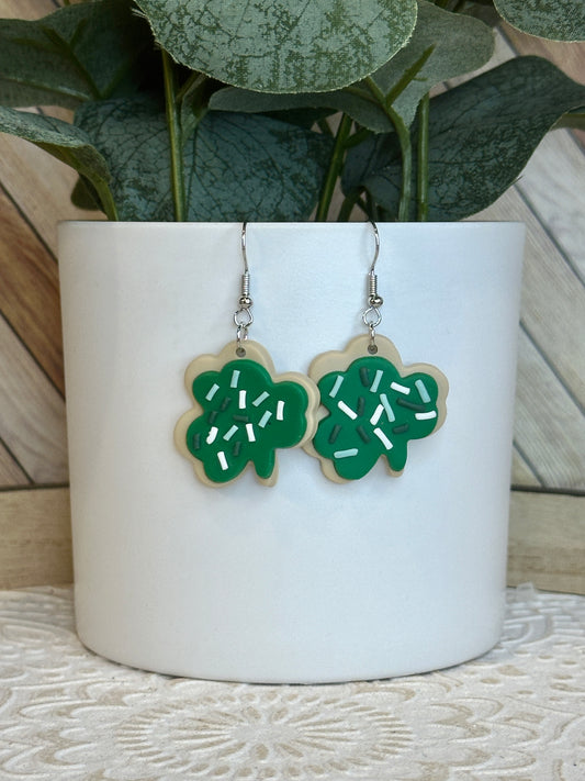 Clay Shamrock Cookie Earrings