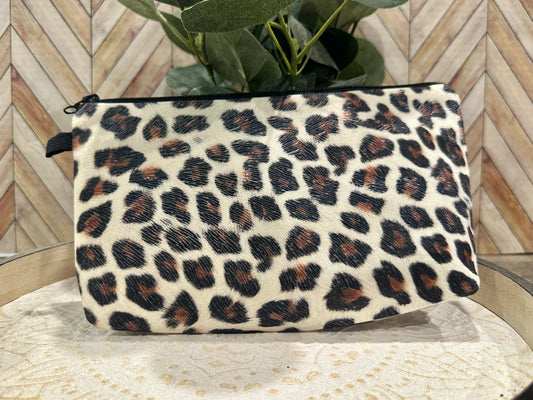 Cream Leopard Cosmetic Pouch