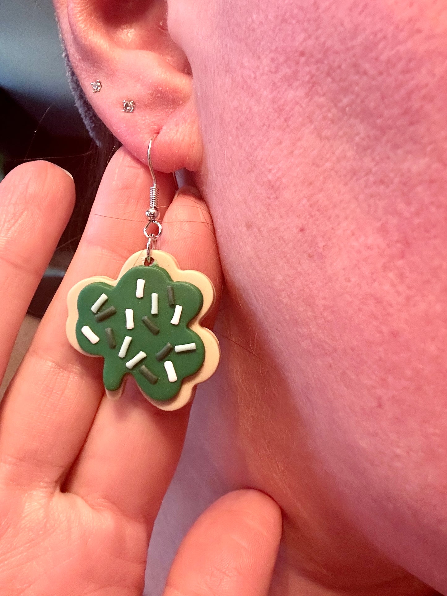 Clay Shamrock Cookie Earrings