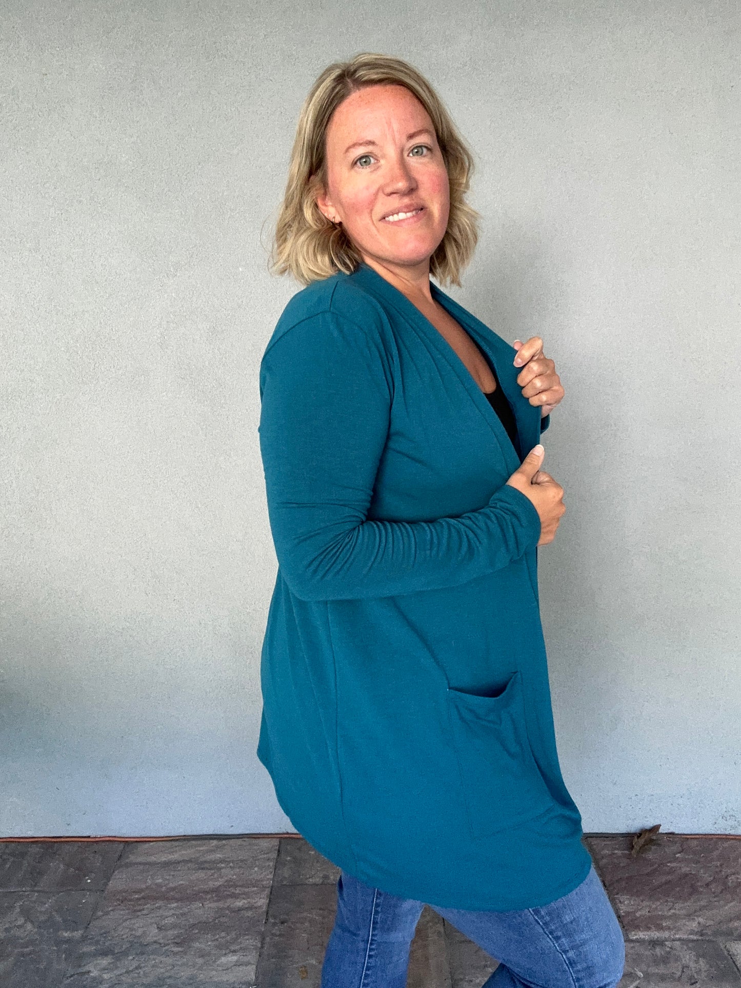 The Essential Cardigan in Teal