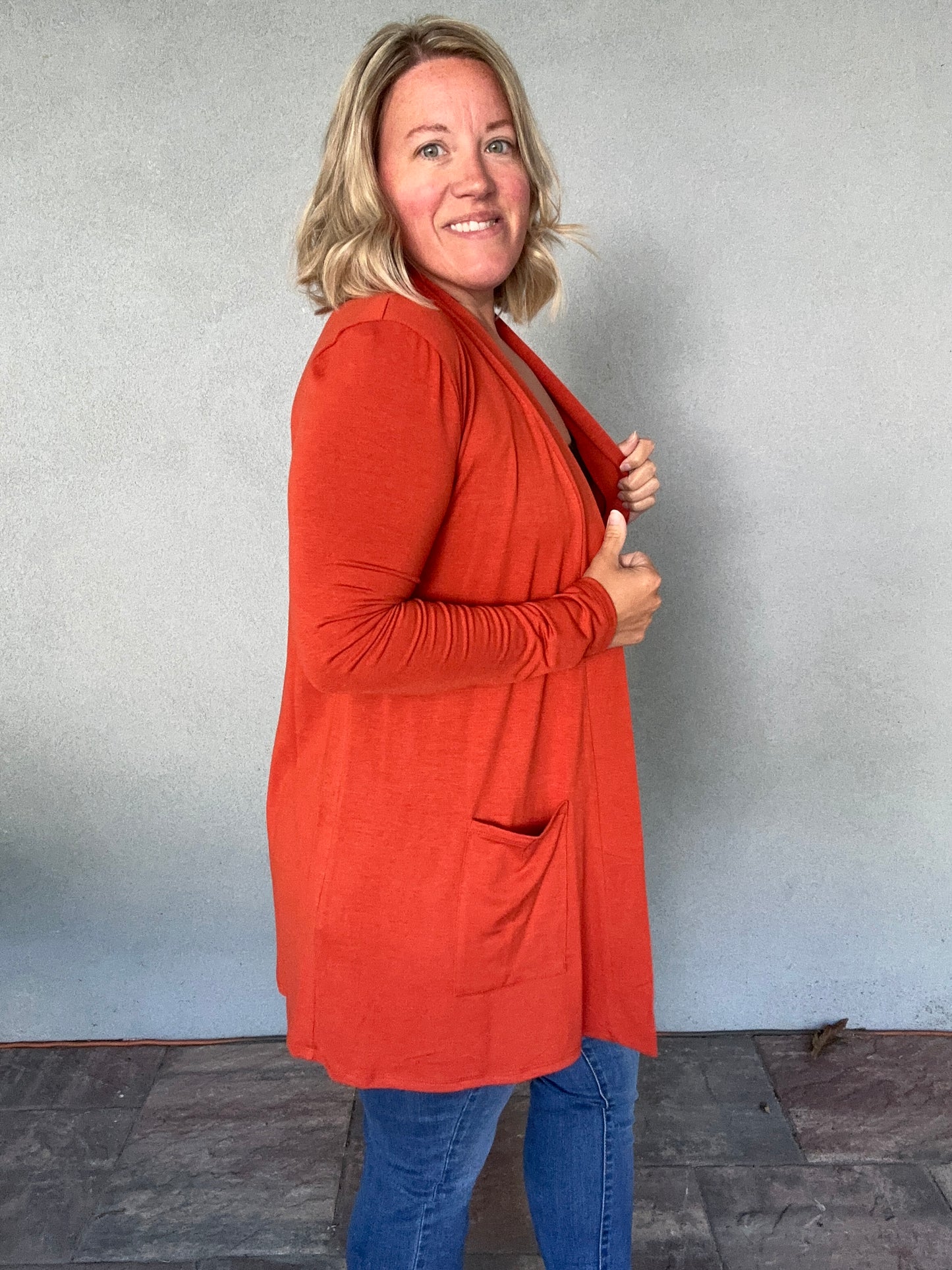 The Essential Cardigan in Pumpkin