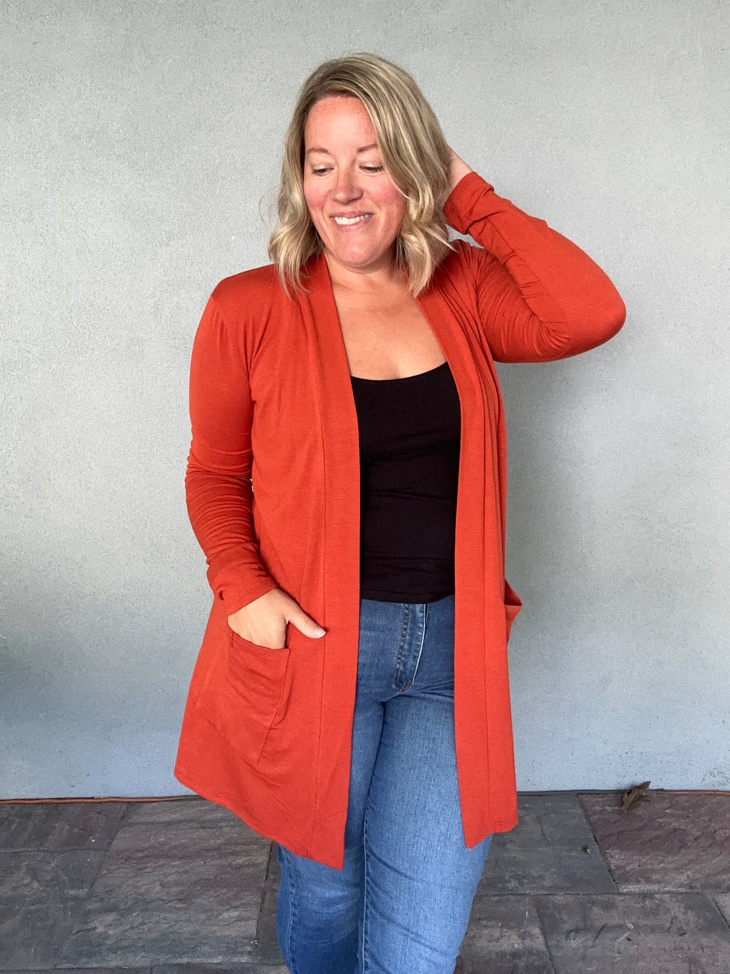 The Essential Cardigan in Pumpkin