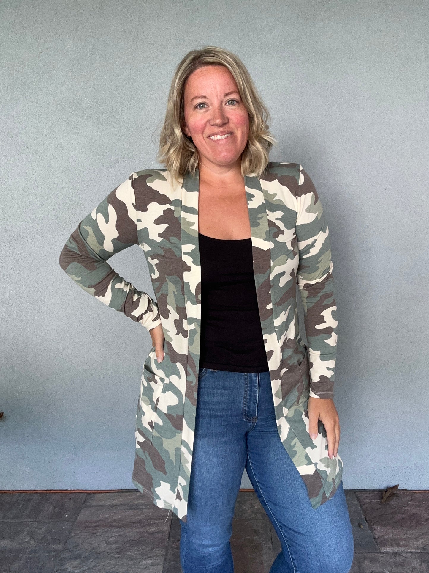 The Essential Cardigan in Camo