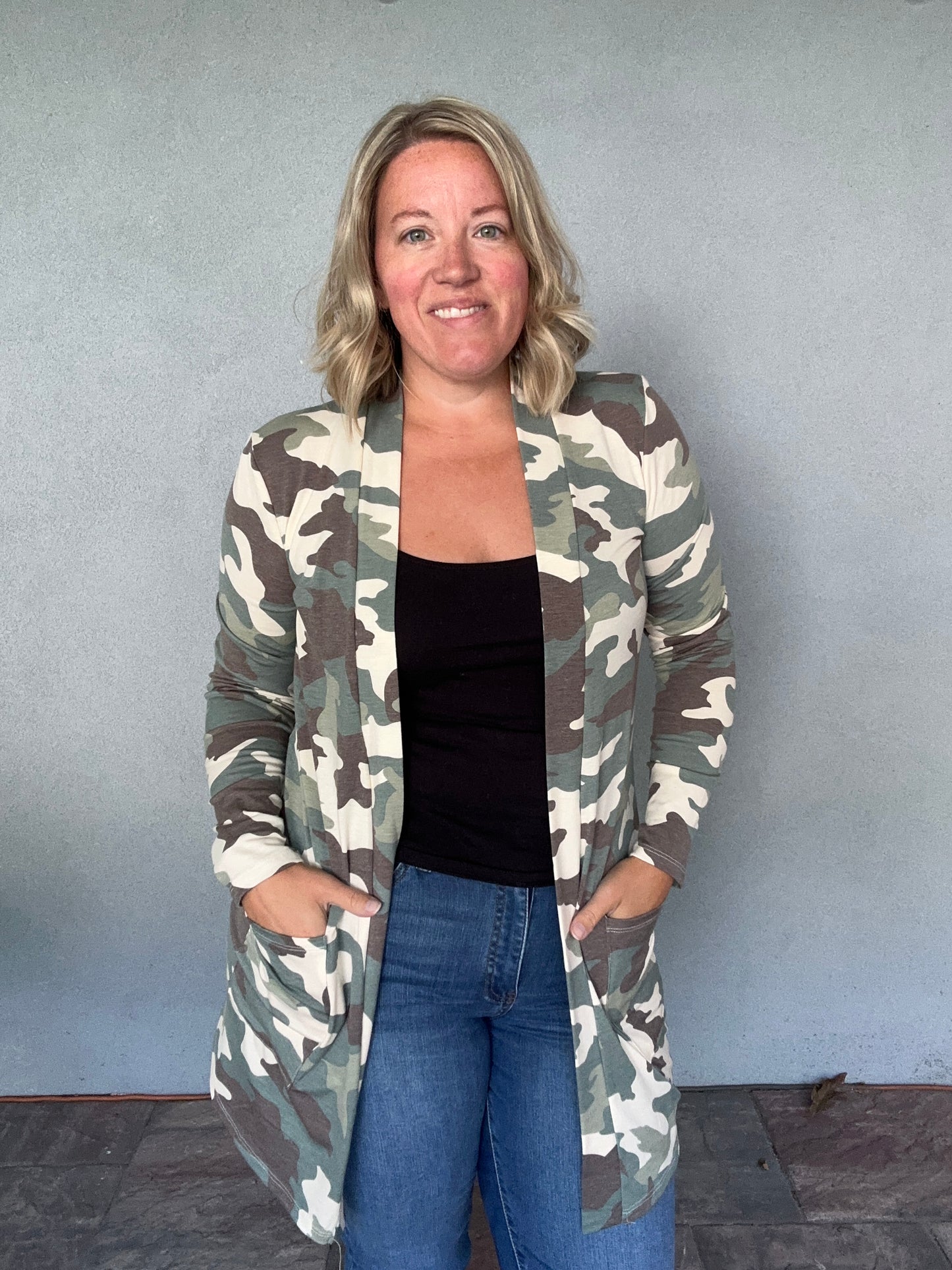 The Essential Cardigan in Camo