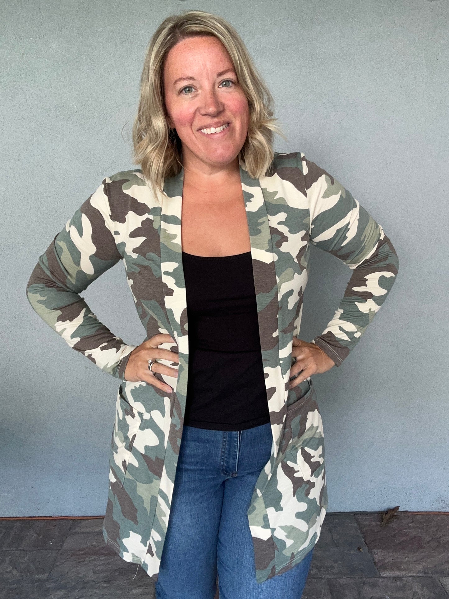 The Essential Cardigan in Camo