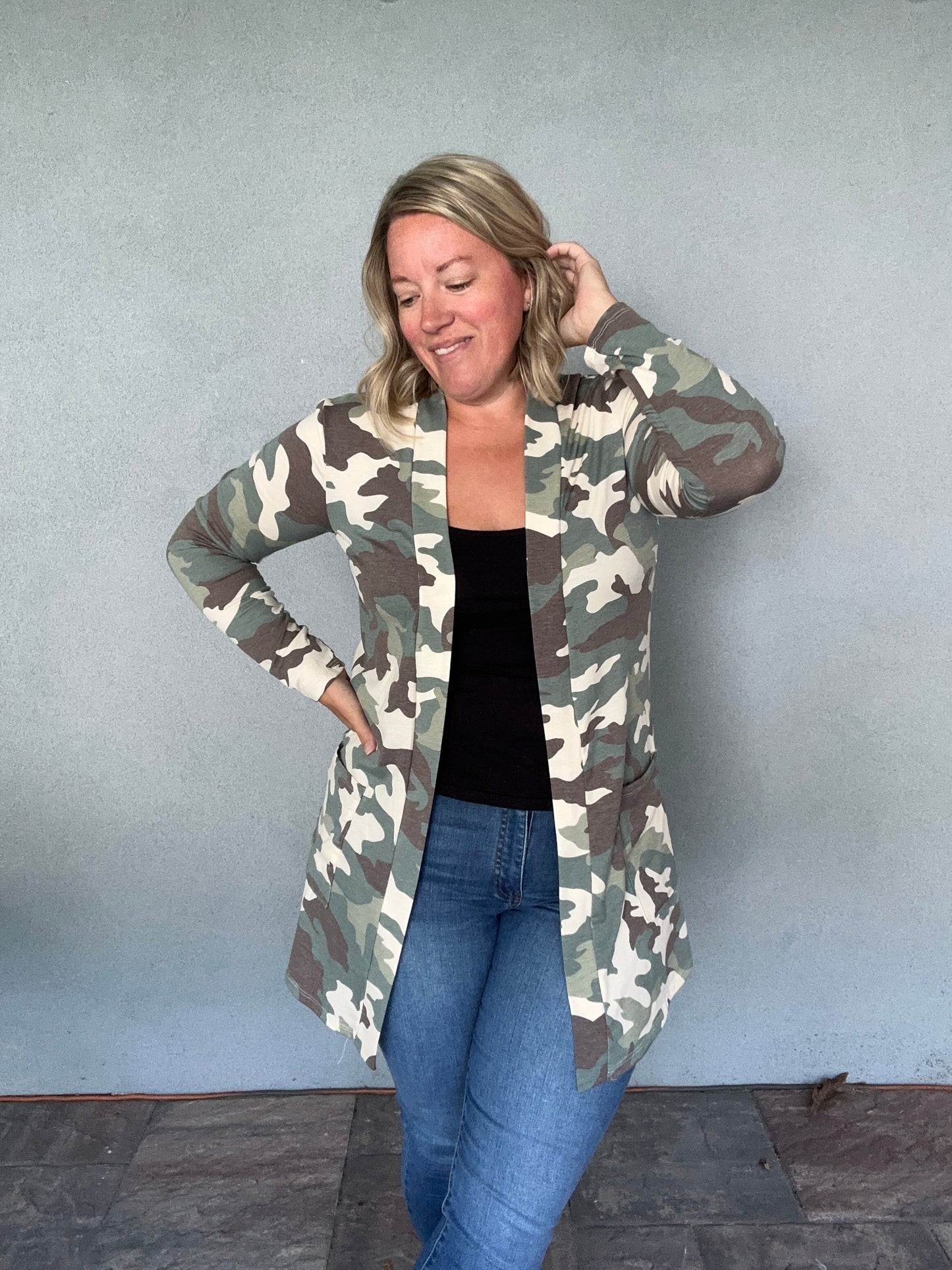 The Essential Cardigan in Camo