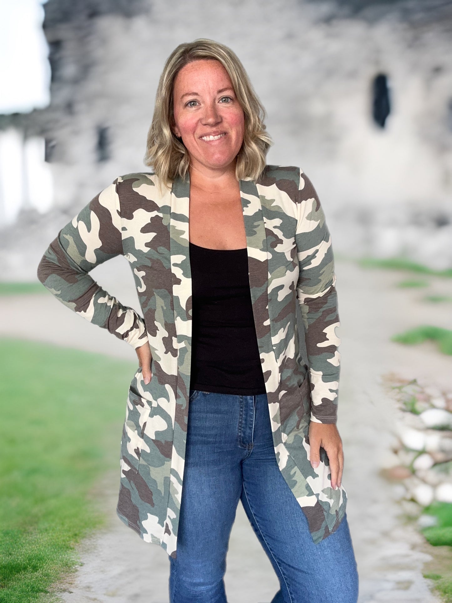 The Essential Cardigan in Camo