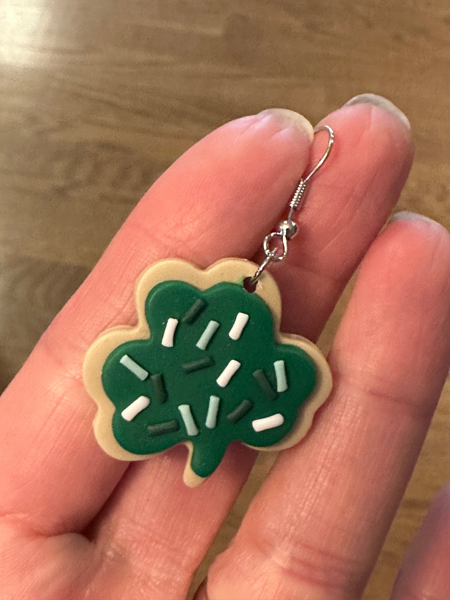 Clay Shamrock Cookie Earrings