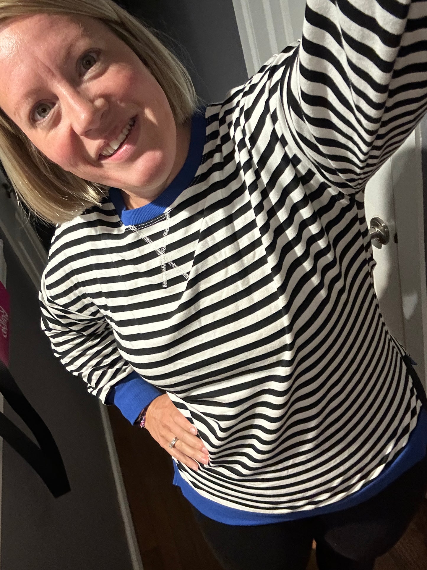 Slit Striped Round Neck Long Sleeve Sweatshirt - more colors!