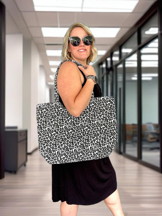 Black Leopard Tote