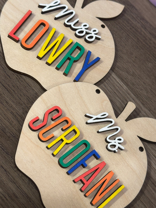 Personalized Teacher Apple Hanger