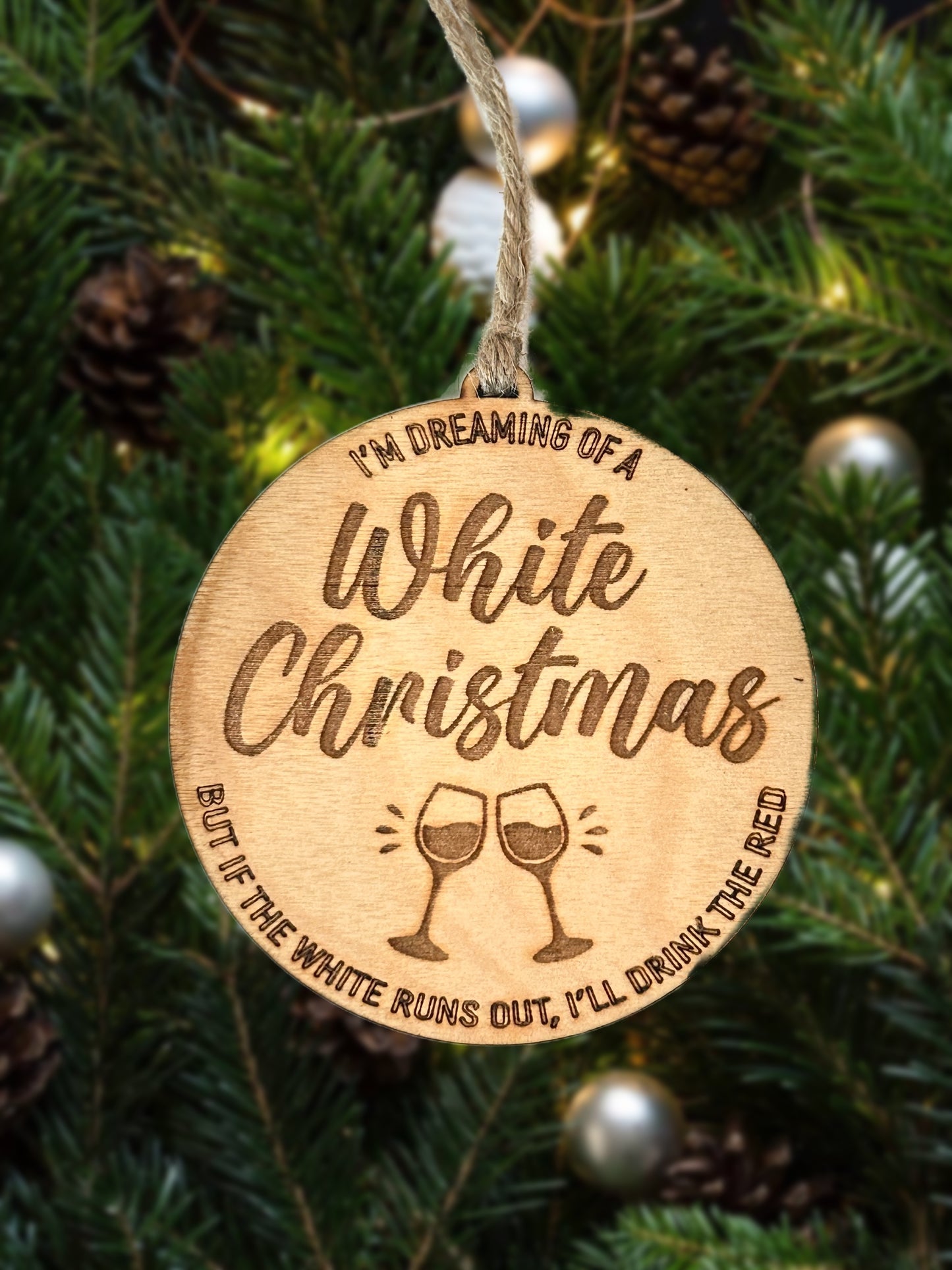 Wine White Christmas Ornament