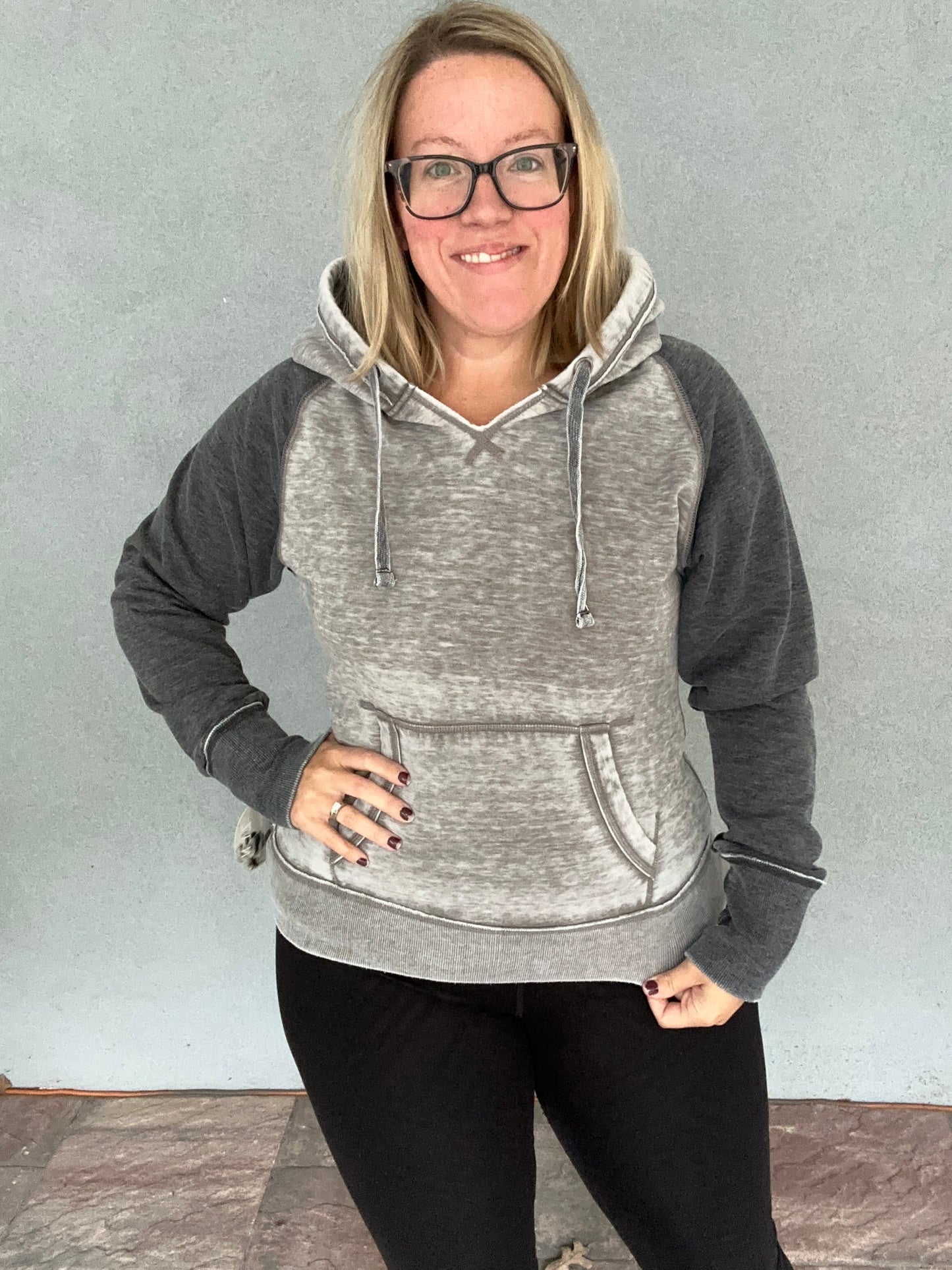 Two tone vintage fleece hoodie - Large