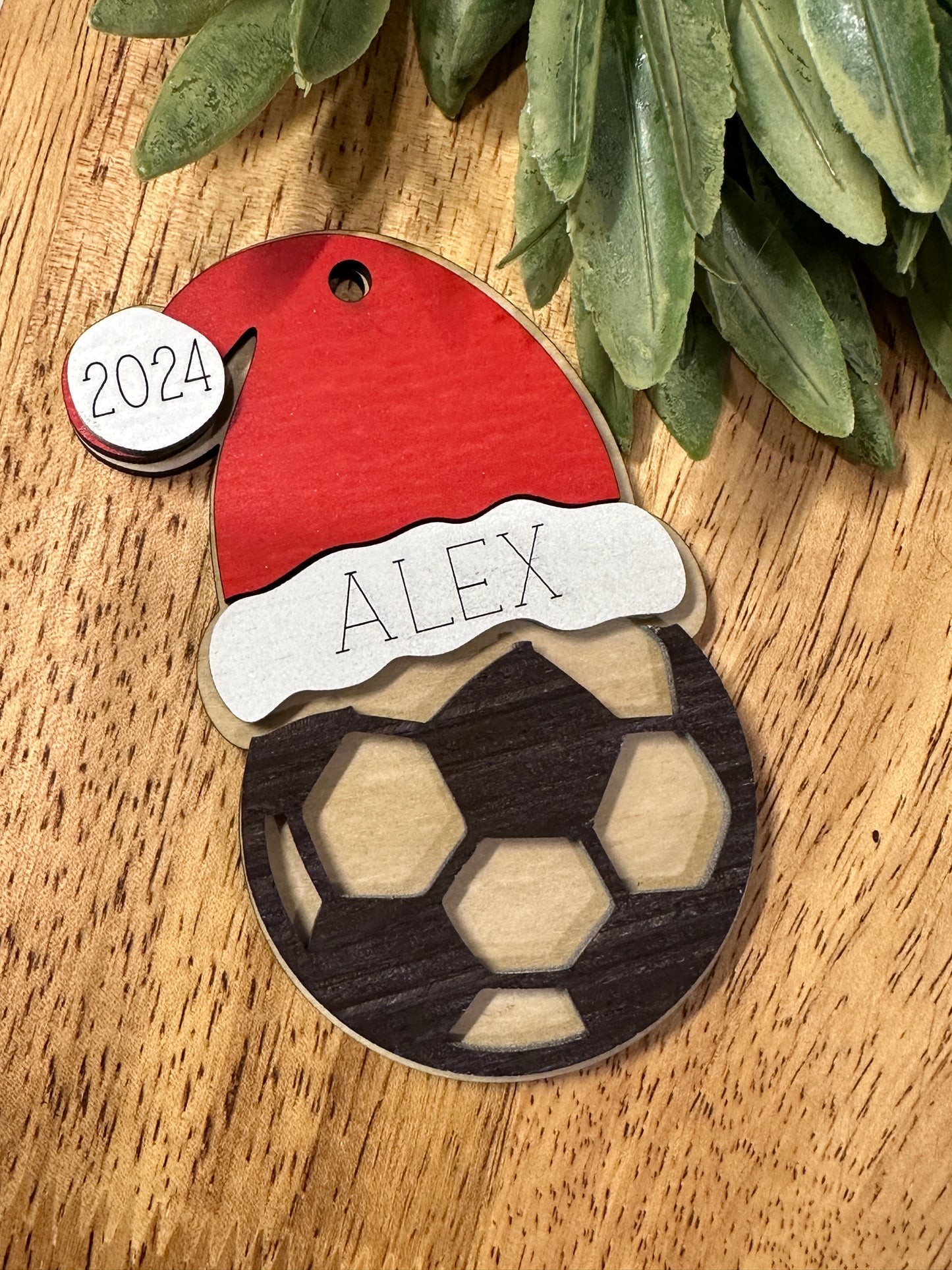 Personalized Sports Ornament with Santa Hat