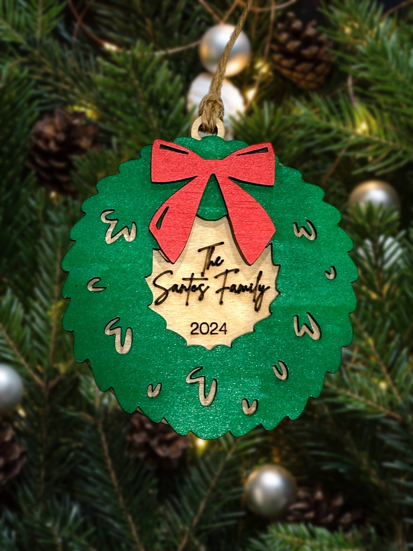 Personalized Family Name Wreath Ornament