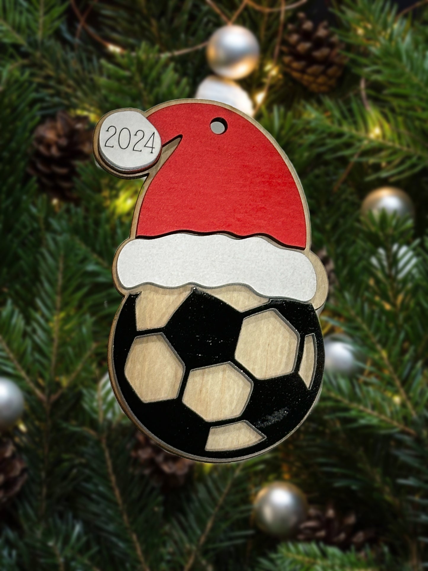 Personalized Sports Ornament with Santa Hat