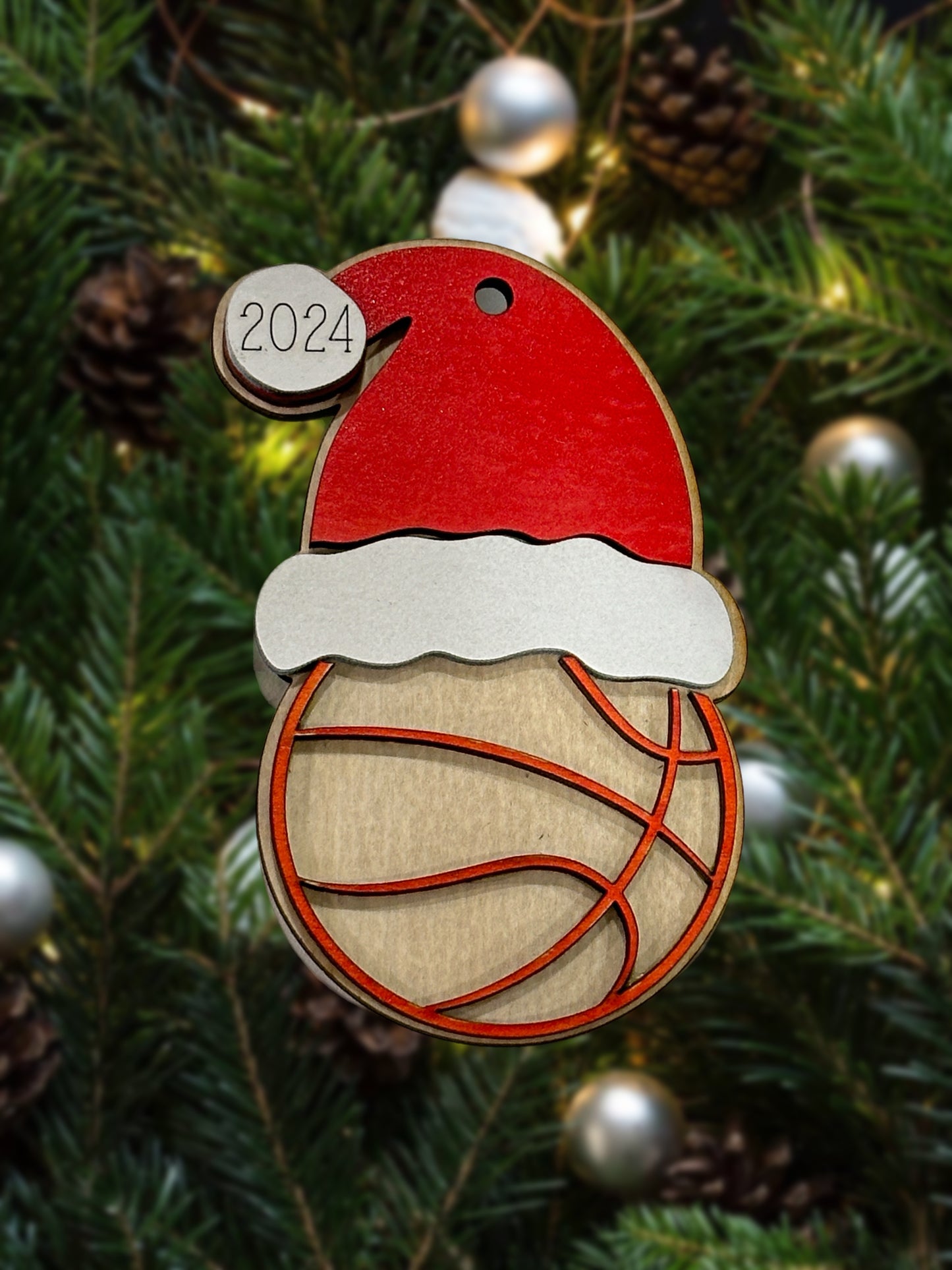 Personalized Sports Ornament with Santa Hat