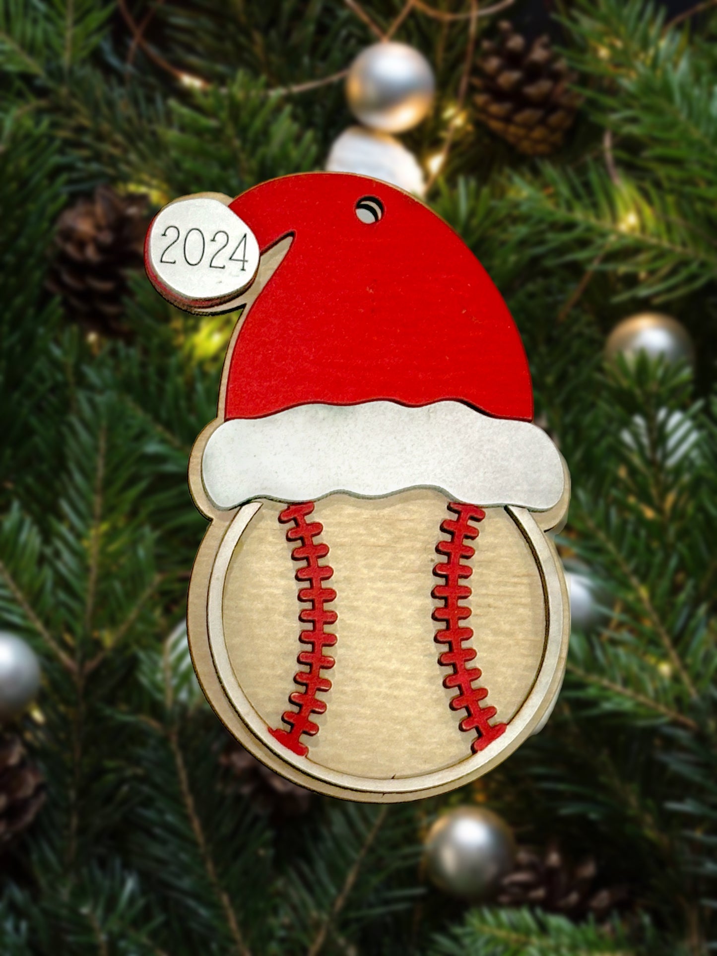 Personalized Sports Ornament with Santa Hat