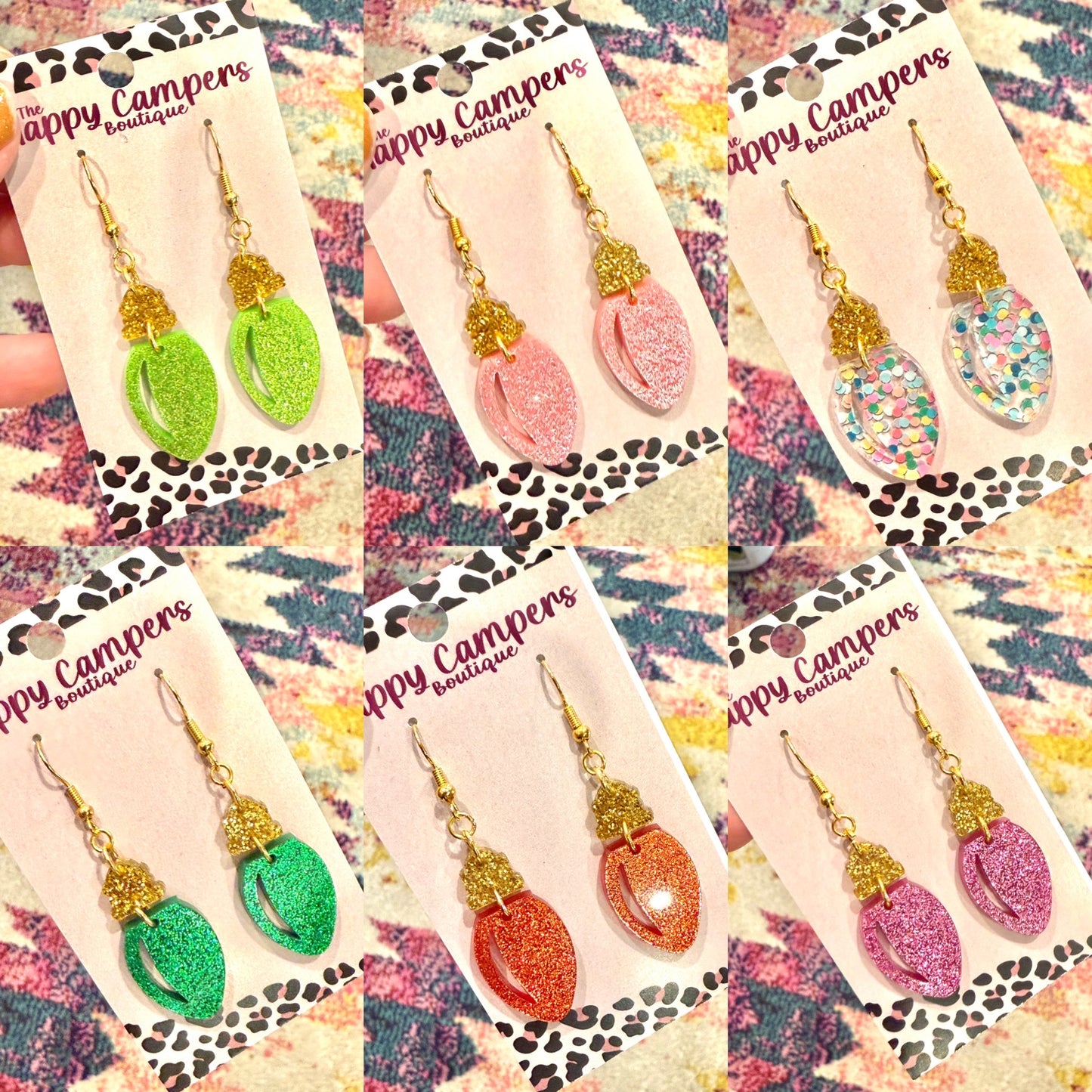 Glitter Christmas Light Earrings