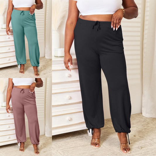 Basic Bae Full Size Soft Rayon Drawstring Waist Pants with Pockets