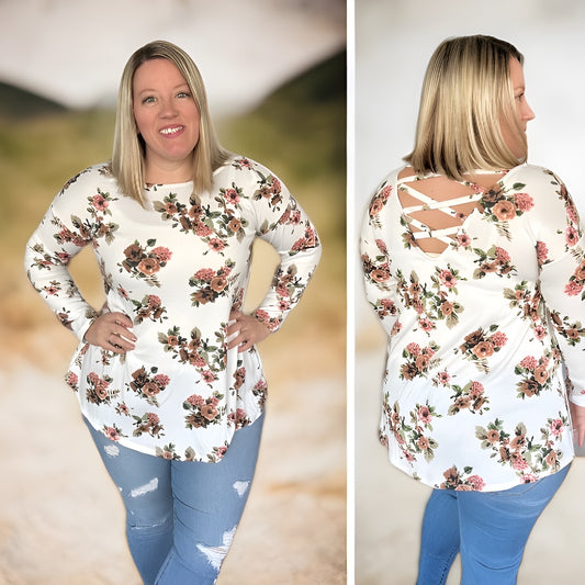 Floral Hacci Tunic with Criss Cross Back